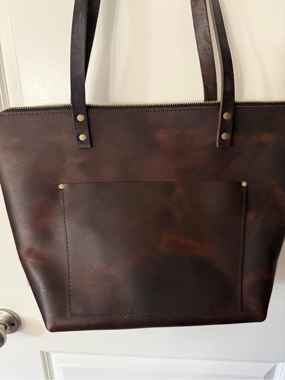 Portland Leather XL Zippered Tote NWT- Brown